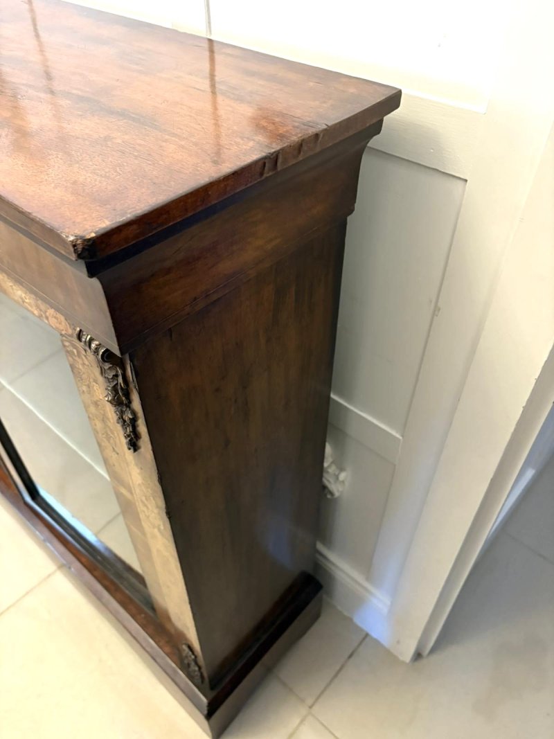 Antique Victorian Quality Figured Burr Walnut & Marquetry Inlaid Display Cabinet